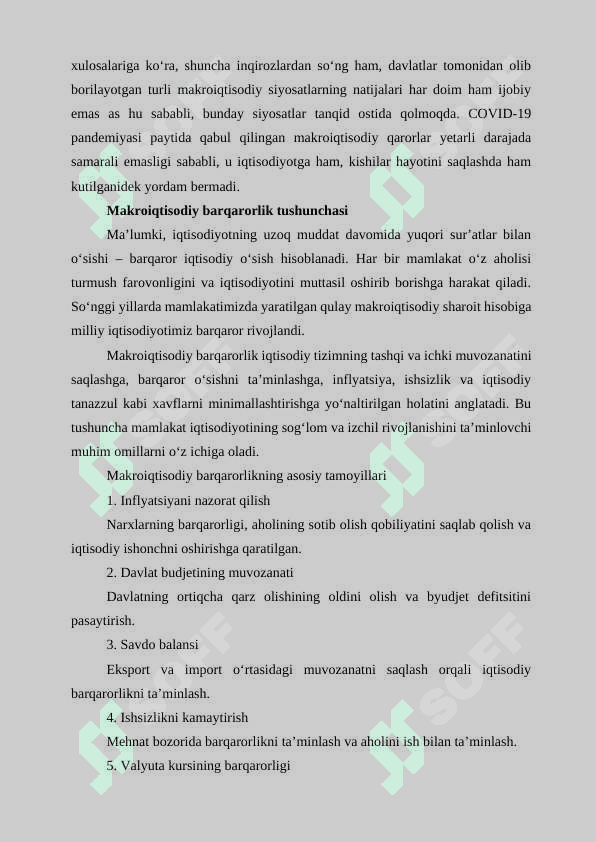 Makroiqtisodiy barqarorlashtirish siyosati va iqtisodiyotni barqaror rivojlantirish sharoitlarini shakllantirish 7