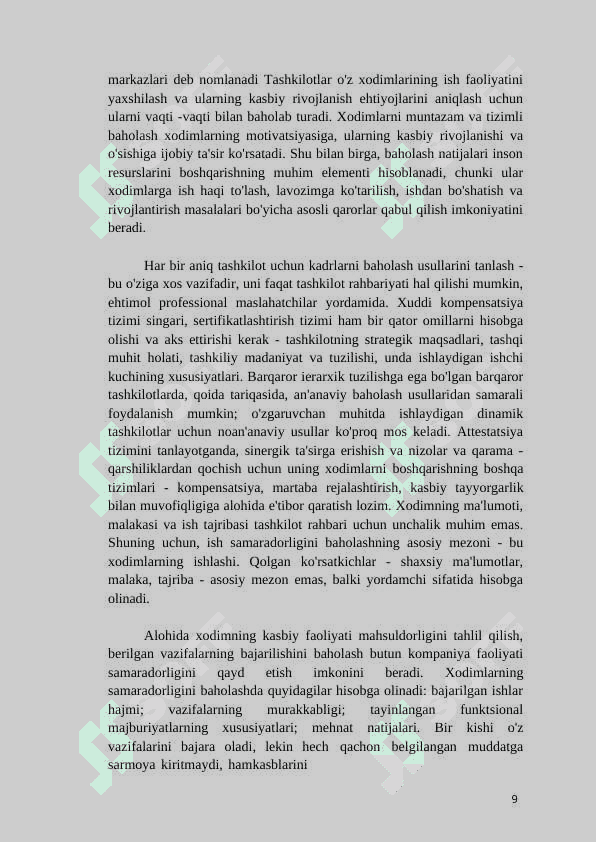Boshqaruv xodimlarining mehnatlari sifatini baholash 8