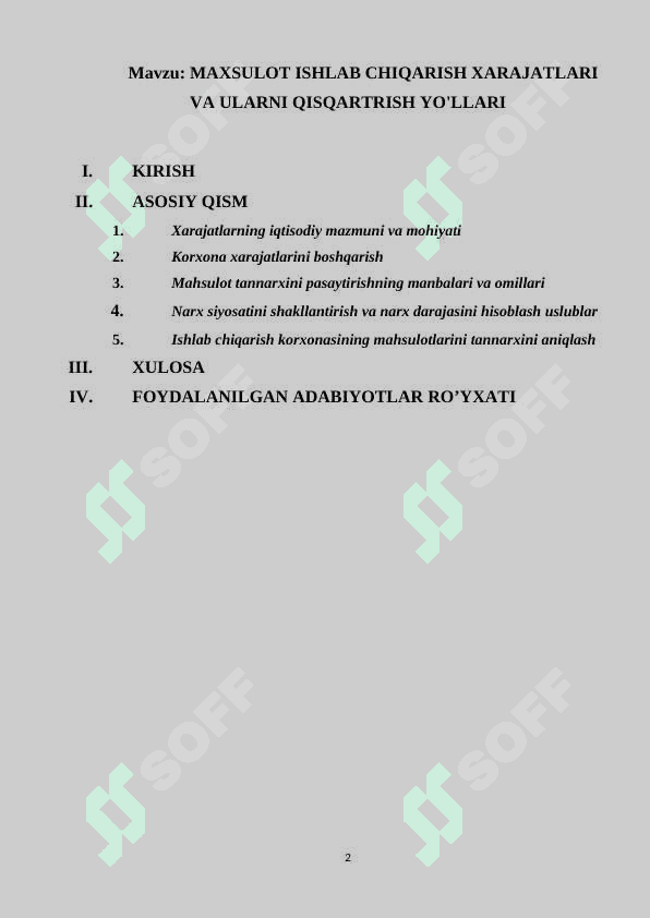 Maxsulot ishlab chiqarish xarajatlari va ularni qisqartrish yo'llari 2