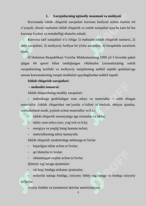 Maxsulot ishlab chiqarish xarajatlari va ularni qisqartrish yo'llari 5