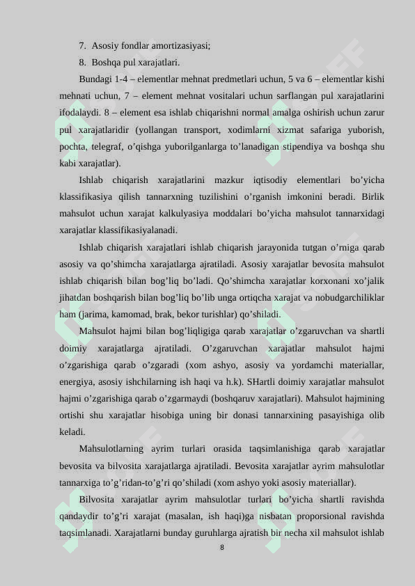 Maxsulot ishlab chiqarish xarajatlari va ularni qisqartrish yo'llari 8