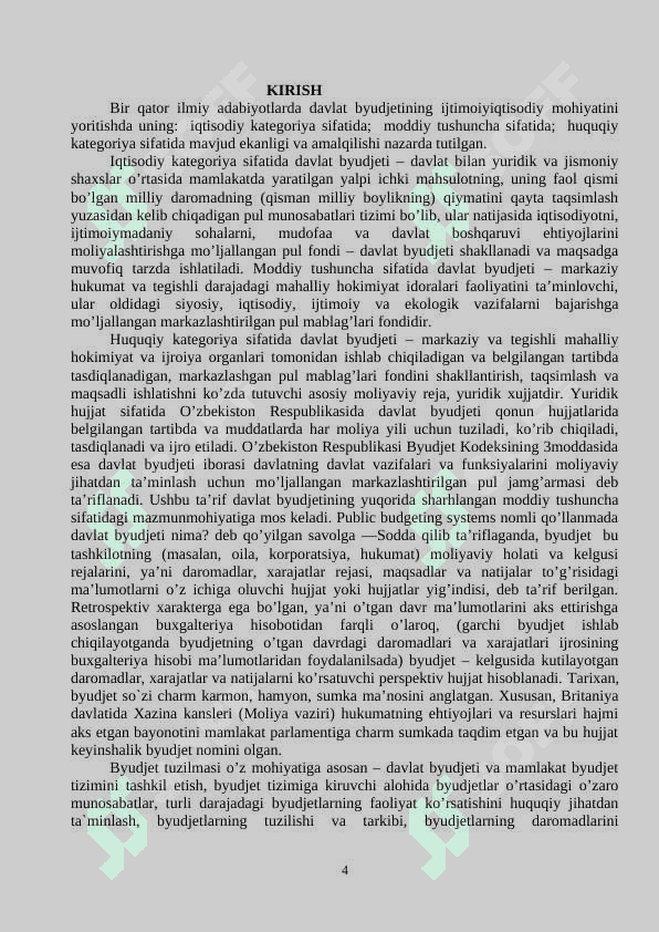 BYUDJET:  UNING SHAKLLANISHI VA   TAQSIMLANISHINING  IQTISODIYOTDAGI AHAMIYATI 4