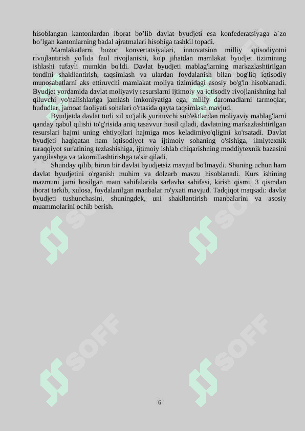 BYUDJET:  UNING SHAKLLANISHI VA   TAQSIMLANISHINING  IQTISODIYOTDAGI AHAMIYATI 6