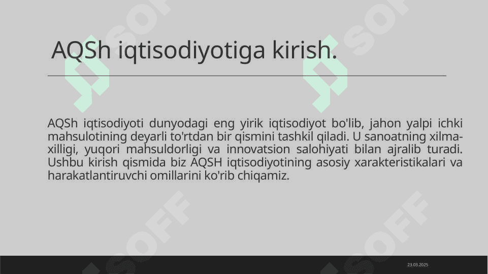 AQSH respublikasining iqtisodiy o’sish ko’rsatgichlari. 3