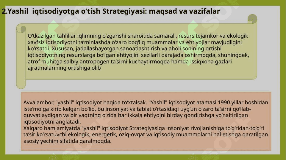 O`zbekistonda yashil iqtisosiyot asosida o’sishni ta`minlash 7