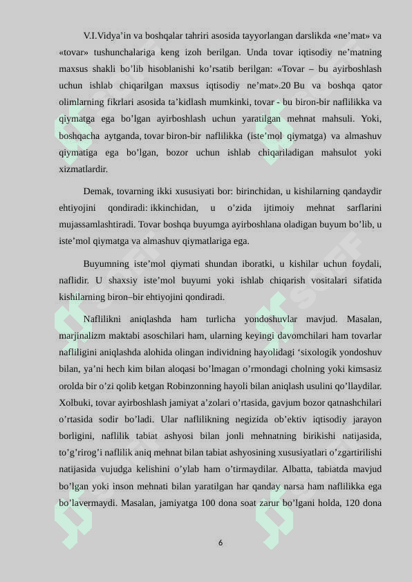 Tovar ishlab chiqarishning vujudga kelishi va rivojlanish sabablari 6