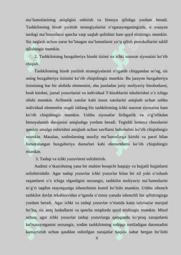 auditorlik faoliyati audit boyicha diplom ishi 8