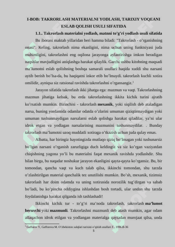 Yodlash va takrorlash tarixiy voqealarni eslab qolish usullari sifatida 5