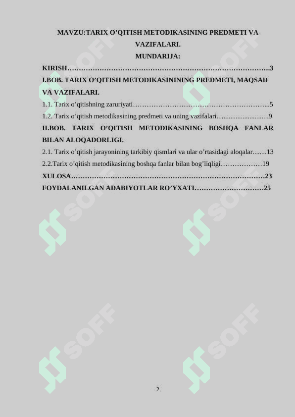 TARIX O’QITISH METODIKASINING PREDMETI VA VAZIFALARI. 2