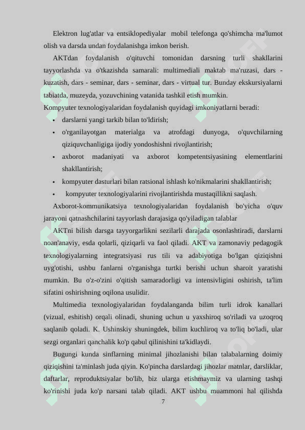 8-sinf Tarix  darslarida axborot komunikatsion vositalardan foydalanish 7