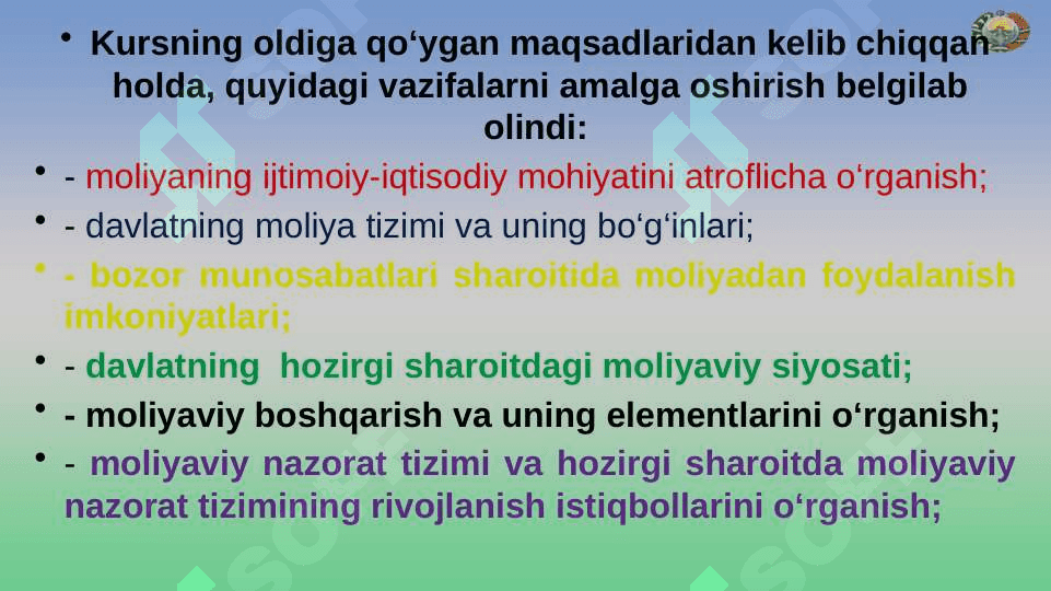 Moliyaning mohiyati va ahamiyati 8