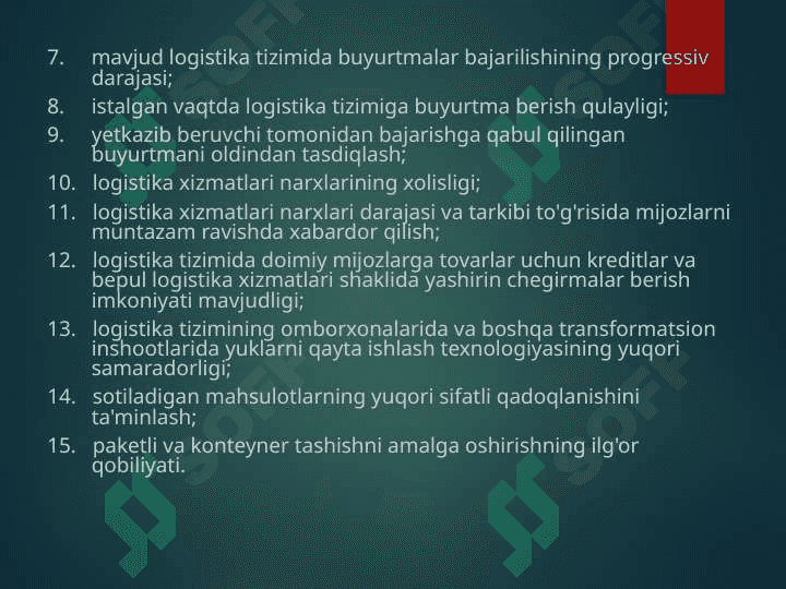 Logistikada servis xizmati 8