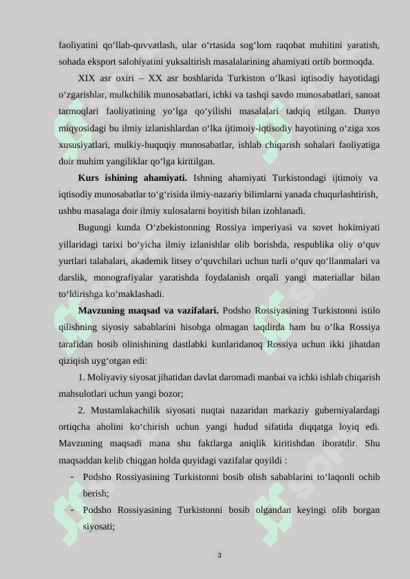 TURKISTONNING PODSHO ROSSIYASINING TAYYOR MAHSULOTLAR BOZORIGA AYLANTIRILISHI 3