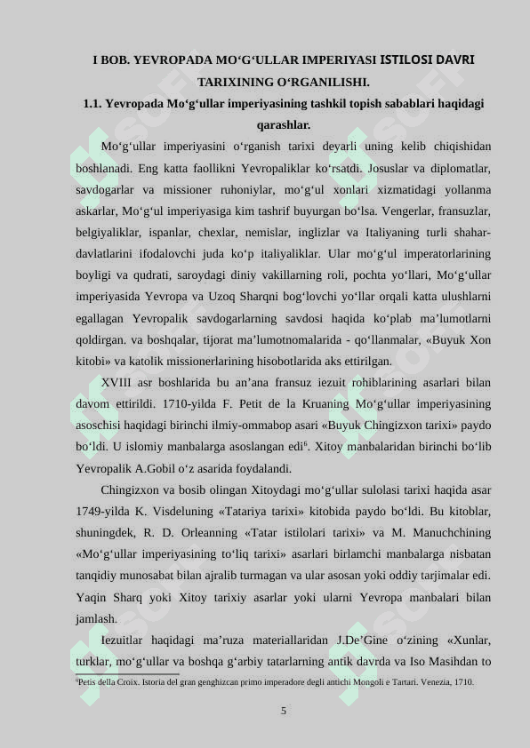 YEVROPADA YARATILGAN TADQIQOTLARDA MO‘G‘ULLAR ISTILOSI DAVRI TARIXINING O‘RGANILISHI 5