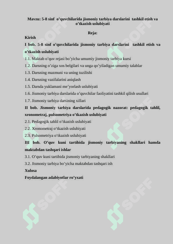 5-8 sinf  o’quvchilarida jismoniy tarbiya darslarini  tashkil etish va o’tkazish uslubiyati 2