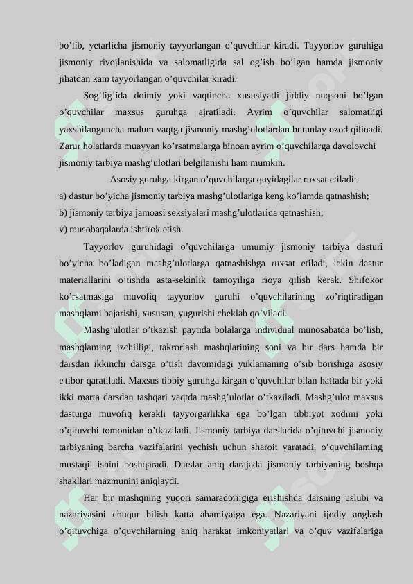 5-8 sinf  o’quvchilarida jismoniy tarbiya darslarini  tashkil etish va o’tkazish uslubiyati 8