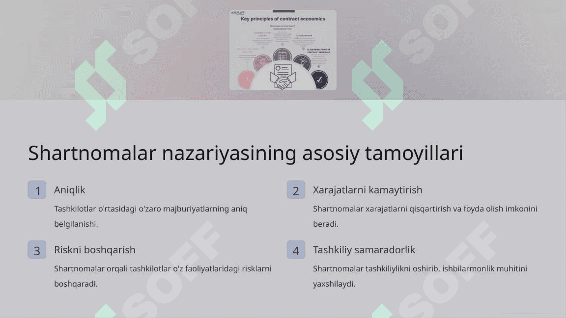 Shartnomalar nazariyasi. Tashkilotni amaliy tahlil qilish nazariyalari 5