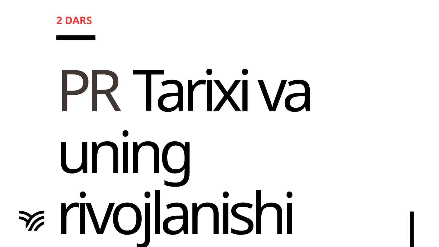 PR tarixi va rivojlanishi 1