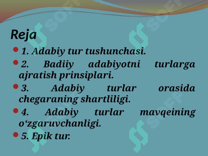 Adabiy tur va janrlar 2