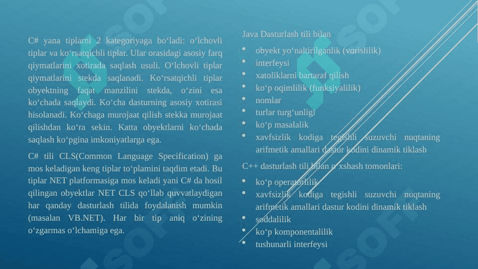 C#, Java, JavaScript dasturlari prezentatsiya 1