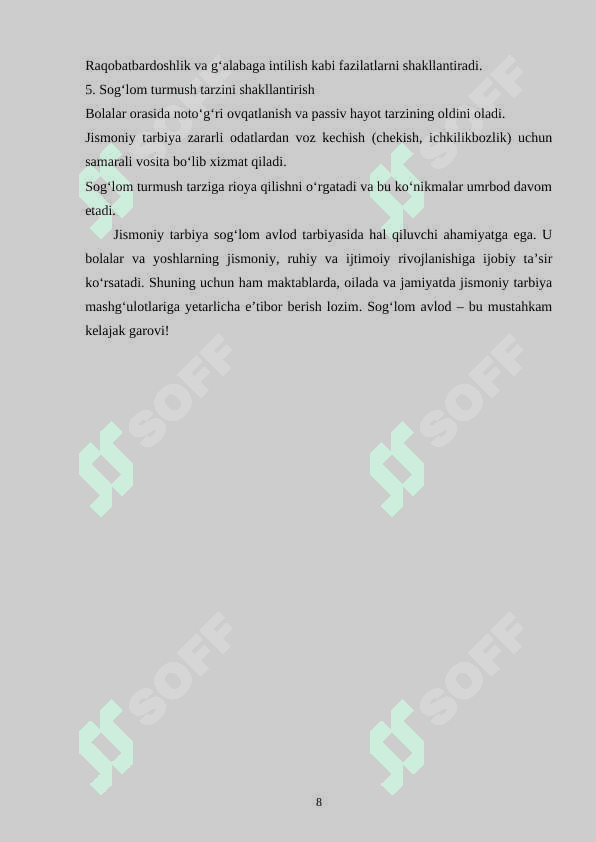 SOGʻLOM AVLOD TARBIYASIDA JISMONIY TARBIYA MASHGʻULOTLARINING OʻRNI. 7