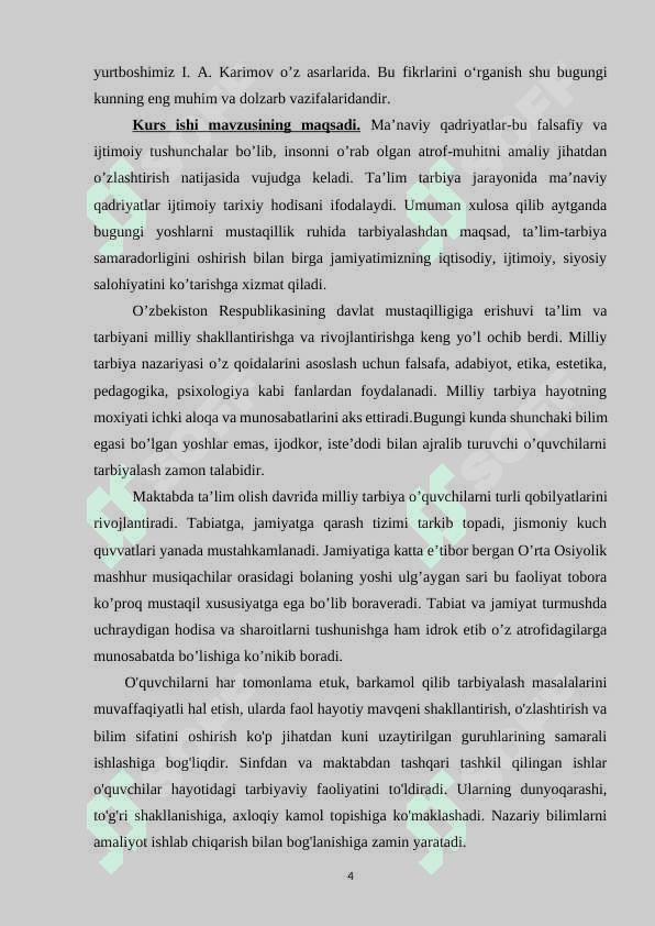 SINFDAN VA MAKTABDAN TASHQARI ISHLARNI TASHKIL QILISHDA MA'NAVIYAT ISHLARI DIREKTOR  O'RINBOSARININING VAZIFALARI 4