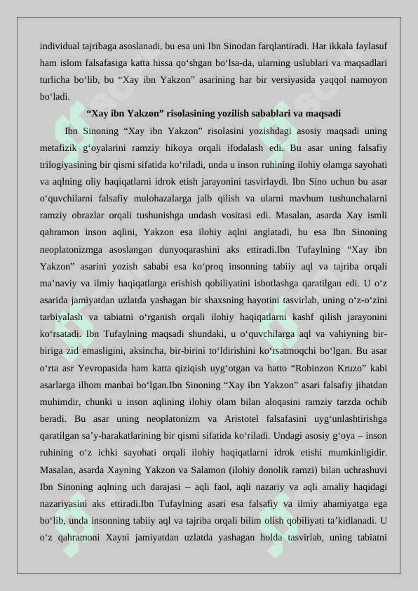 Ibn Tufayl va Ibn Sinoning “Xay ibn Yakzon o‘g‘li” risolasini qiyosiy tahlili 3