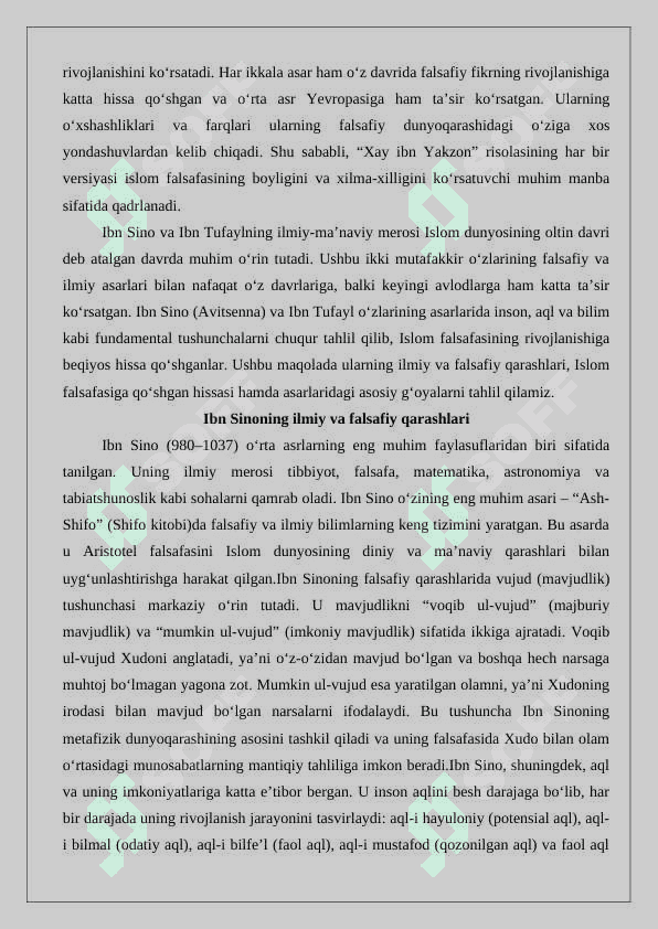 Ibn Tufayl va Ibn Sinoning “Xay ibn Yakzon o‘g‘li” risolasini qiyosiy tahlili 5