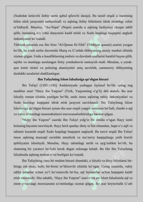 Ibn Tufayl va Ibn Sinoning “Xay ibn Yakzon o‘g‘li” risolasini qiyosiy tahlili 6