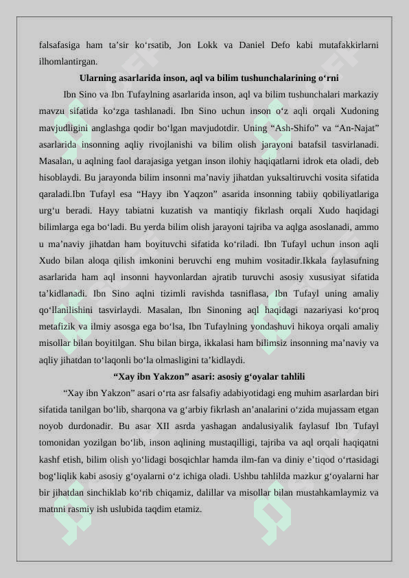 Ibn Tufayl va Ibn Sinoning “Xay ibn Yakzon o‘g‘li” risolasini qiyosiy tahlili 7