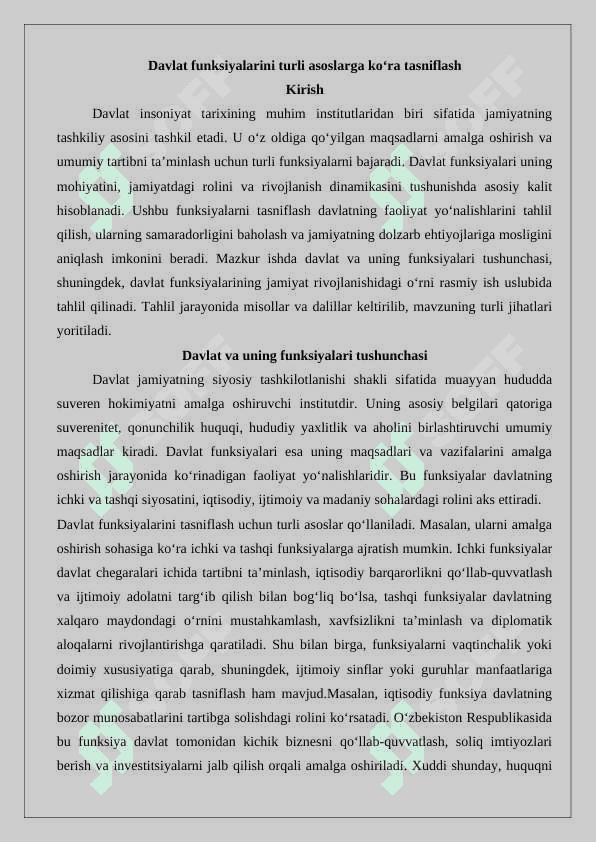 Davlat funksiyalarini turli asoslarga ko‘ra tasniflash 25 2