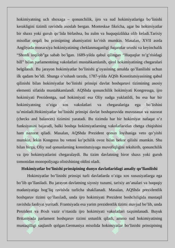 Davlat mexanizmida hokimiyatlar bo'linishi prinsipi 3