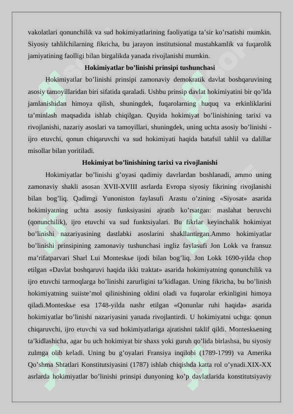 Davlat mexanizmida hokimiyatlar bo'linishi prinsipi 5