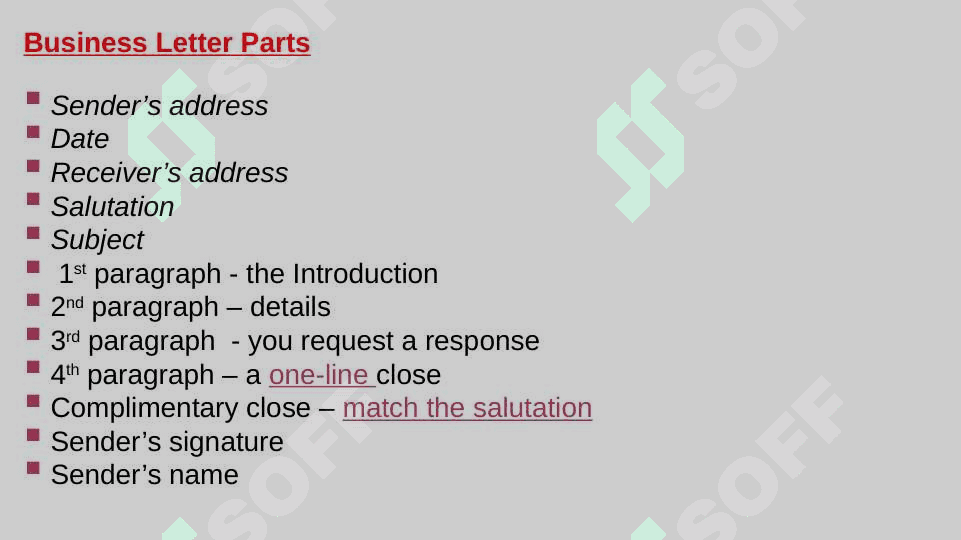 BUSINESS LETTER Writing (Part 1) 6