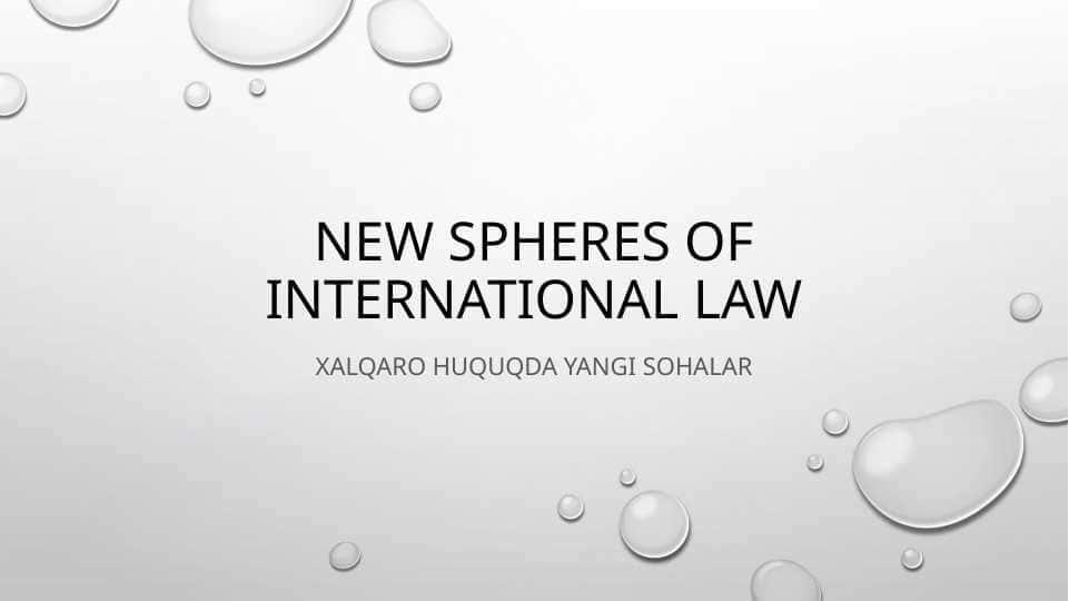 Xalqaro huquq tarmoqlari. Yangi sohalar 1