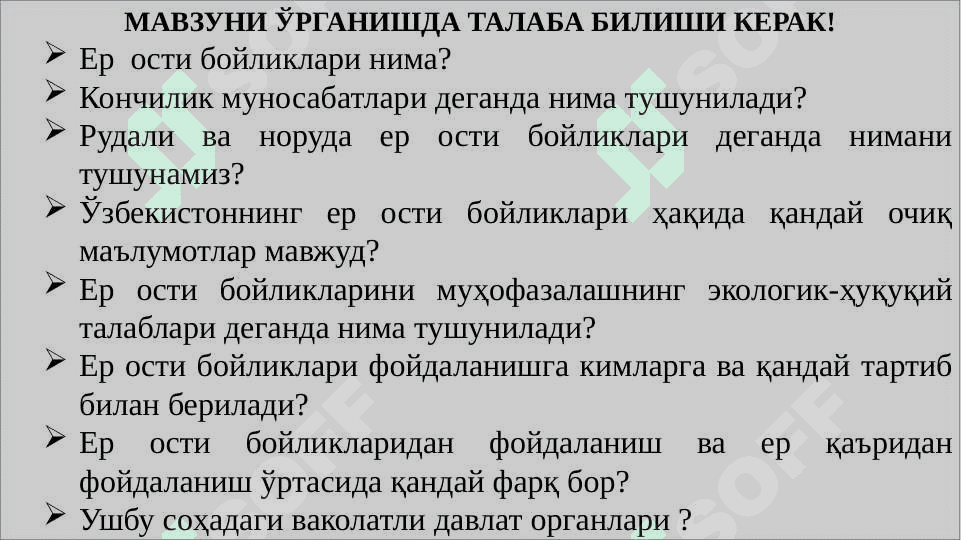 Yer osti boyliklaridan foydalanish va ularni muhofaza qilishning huquqiy tartibi 2