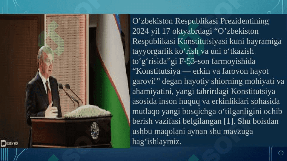 O'zbekiston Respublikası Konstitusiyasi - inson huquqlari kafolati 3