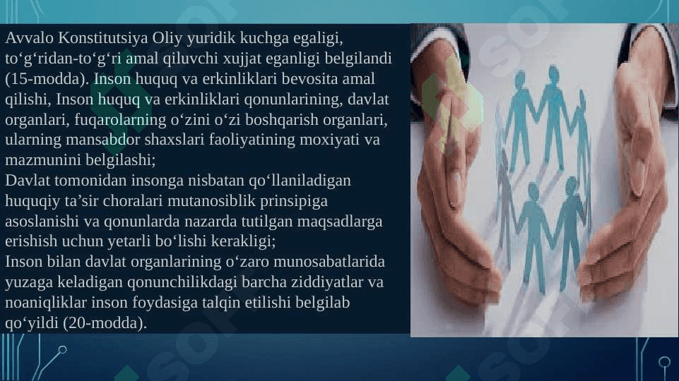 O'zbekiston Respublikası Konstitusiyasi - inson huquqlari kafolati 4