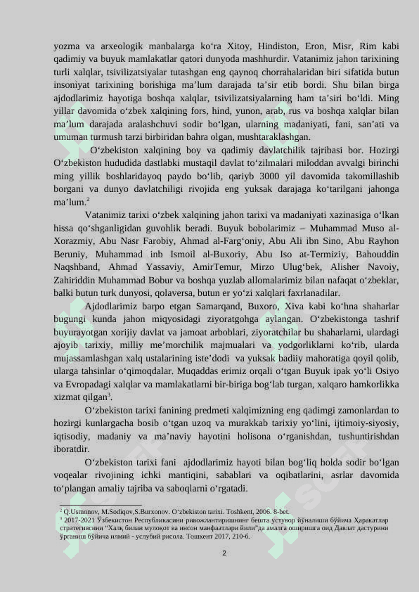 “O‘zbekistonning eng yangi tarixi” o‘quv fanining predmeti, maqsad, vazifalari 2