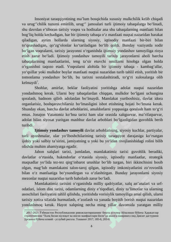 “O‘zbekistonning eng yangi tarixi” o‘quv fanining predmeti, maqsad, vazifalari 6