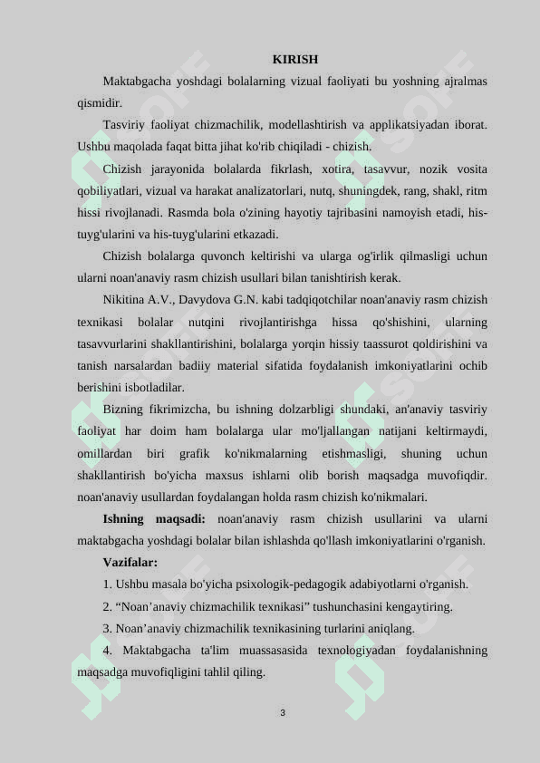 RASM CHIZISH MAKTABGACHA YOSHDAGI BOLALAR UCHUN SAMARALI FAOLIYAT TURI 2