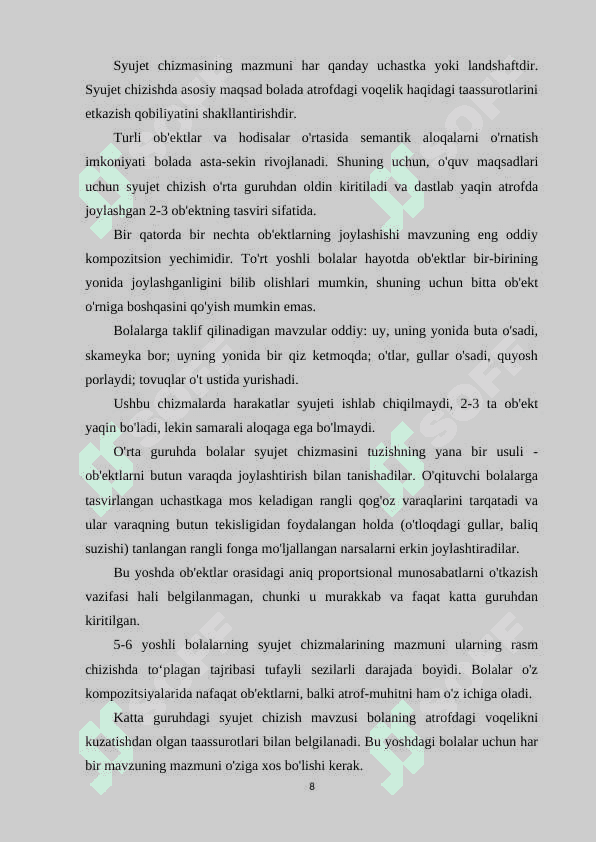 RASM CHIZISH MAKTABGACHA YOSHDAGI BOLALAR UCHUN SAMARALI FAOLIYAT TURI 7