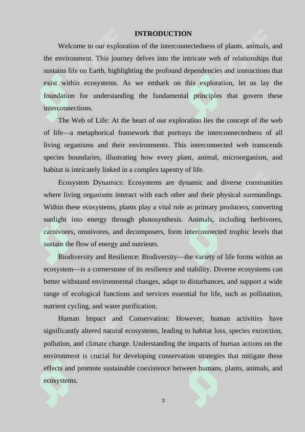 THE INTERCONNECTEDNESS OF PLANTS ANIMALS AND THE ENVIRONMENT 2