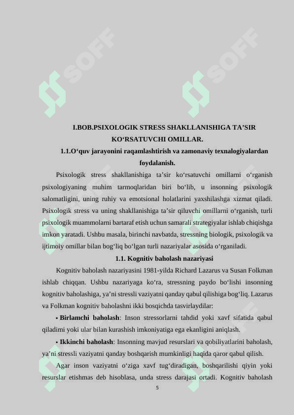 PSIXOLOGIK STRESS SHAKLLANISHIGA TA’SIR KO‘RSATUVCHI OMILLAR. 4