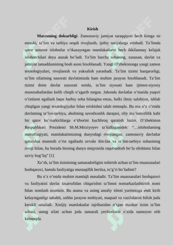 OLIY TA’LIM MUASSASALARIDA NOMARKAZLASHTIRISHNING MAZMUN MOHIYATI 2