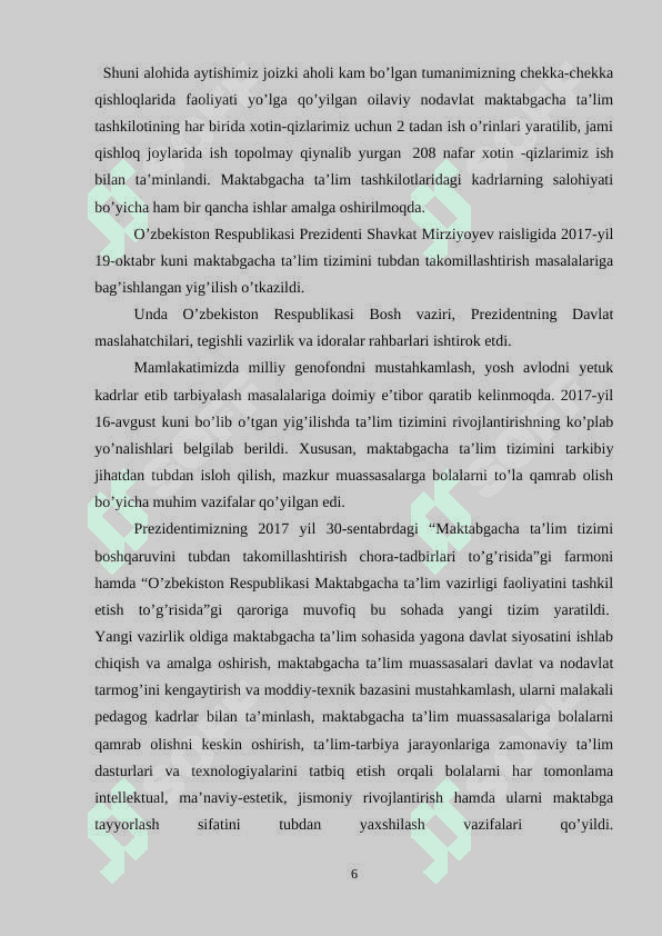 MAKTABGACHA TA'LIM VA TARBIYA SOHASIDAGI DAVLAT SIYOSATINING ASOSIY YO'NALISHLARI. 6