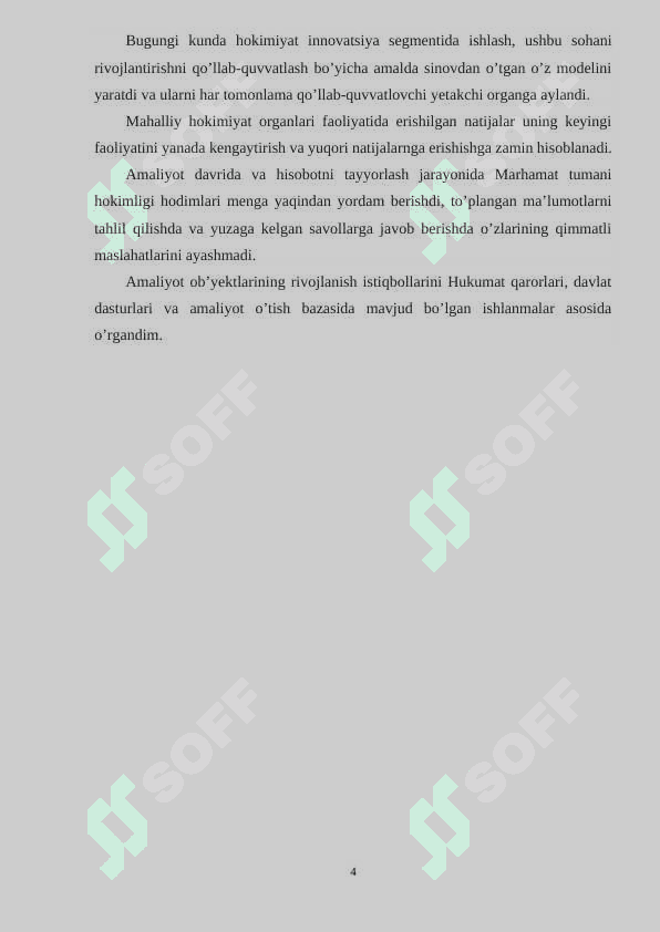 Malakaviy amaliyot bo'yicha hisobot (hokimiyat misolida) 4