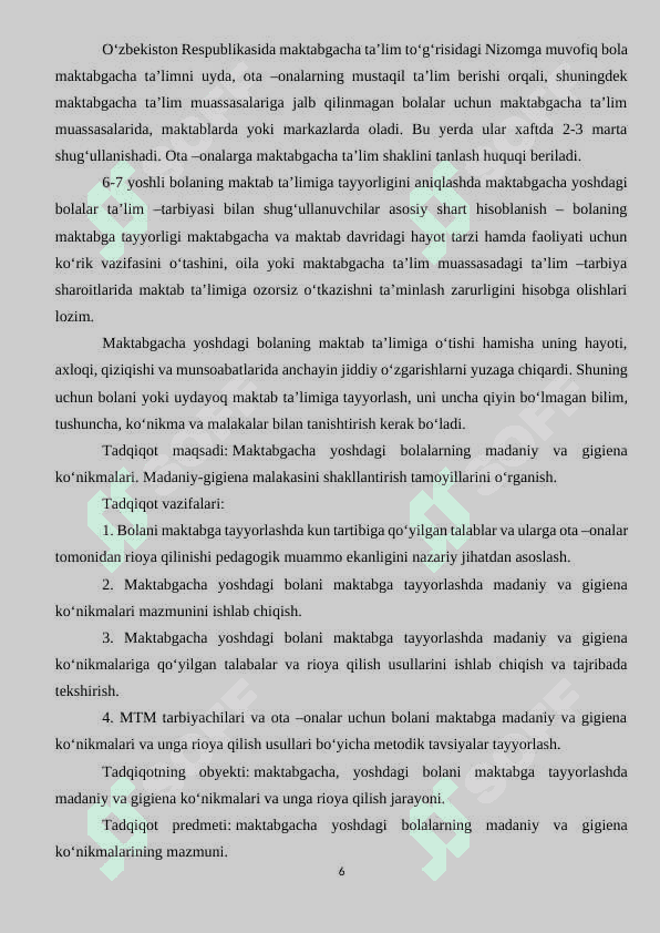 Ta’lim tarbiya ishlarini rejalashtirish 6