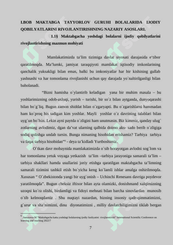 MAKTABGA TAYYORLOV GURUHI BOLALARIDA IJODIY QOBILYATLARINI RIVOJLANTIRISHNING NAZARIY ASOSLARI 7