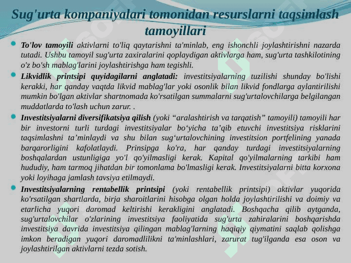 Sug'urta kompaniyalarining investitsion faoliyati 6